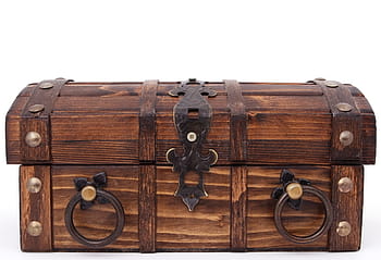 brown, wooden, treasure, bank, box, case, chest, close, isolated, trove, valuable