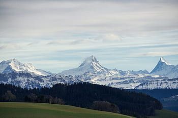 wetterhorn, schreckhorn, finsteraarhorn, bernese alps, alpine, switzerland, mountains, nature, distant view