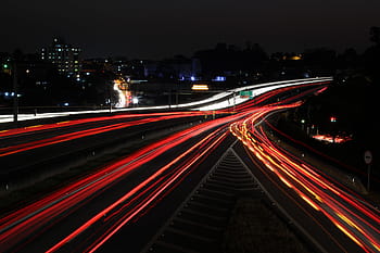 timelapse photography, road, vehicles, freeway, street, dark, way, night, lights, travel, light trail