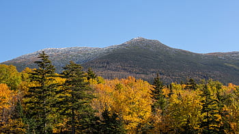 høst, løvverk, landskap, fjell, trær, skog, natur, himmel, fargerik, falle, oransje