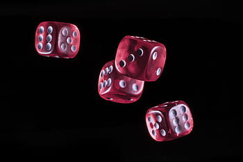 four red dice, cube, gambling, play, light, glass cube, win, pay, hope, addiction, addicted to gambling
