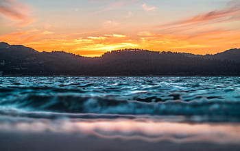 sunset, mar, landscape, water, sky, clouds, nature, waves, beach, 4k, hdr