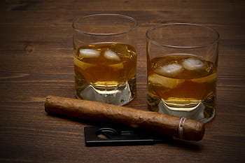 hnědý, tabák, vedle, Průhledná, sklenice na pití, whisky, napít se, sklenka, alkohol, alkoholik, alkoholický nápoj