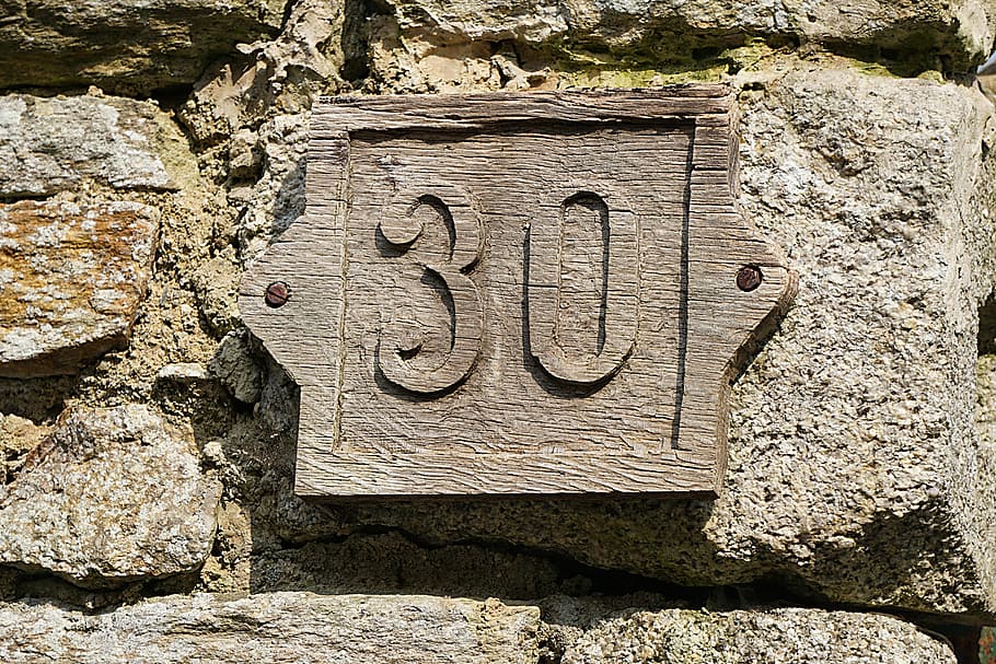 Number, Thirty, Street, City, thirty number, urban, address, wood, text, carving - craft product, communication