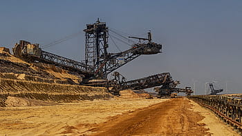 open pit mining, tracked vehicle, carbon, removal, brown coal, commodity, industry, energy, mining, industrial plant, excavators