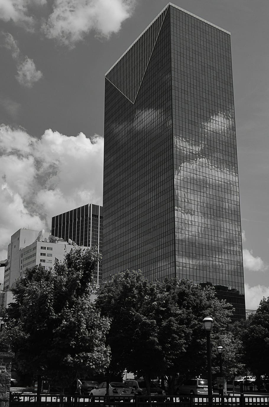 atlanta, město, panoráma, panoráma města, architektura, v centru města, kancelář, ga, Gruzie, Černý a bílý, mrakodrap