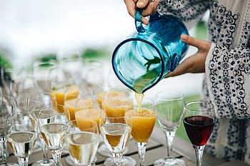 musim panas, minuman, pesta, Gelas, jeruk, jus, anggur, air