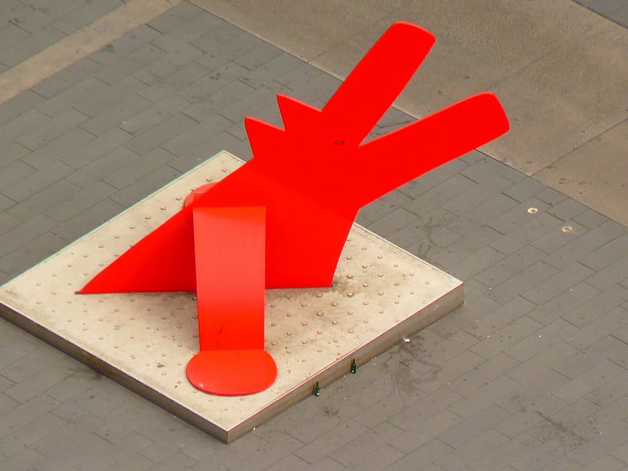 Pes, červený pes, keith haring, umělecká díla, ulm, Červené, umění
