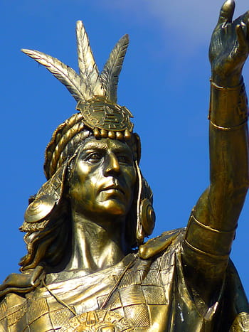 statue, human, warrior, inca, cusco, peru, golden, fountain