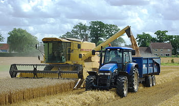 tractor, harvest, agriculture, field, machinery, harvesting, combine harvester, agricultural, food, rural, equipment