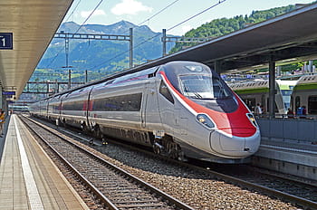 czerwony, biały, pociąg, lód, milano, basel, sbb, spiez, Szwajcaria, Oberland Berneński, stacja centralna