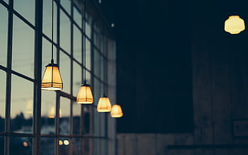 pendant lamps, window, selective, color, photography, turned, lantern, lamps, lights, dark, night