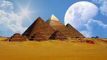 hnědý, pyramidy, bílý, zataženo, nebe, Gíza, gizeh, Egypt, Cheops, sfinga, hrob