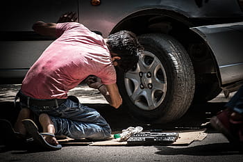 Foto, Mann, reparieren, Auto, Kinderarbeit, Automechaniker, Autos, Arbeit, Kind, Mechaniker, schmutzig