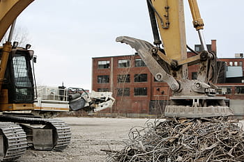 yellow, heavy, equipment, building, machine, metal, magnet, stainless, steel, lot, construction