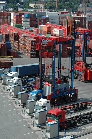 Hamburg, přístav, kontejner, Labe, námořní, jeřáb, kontejnerová platforma, přístavní jeřáby