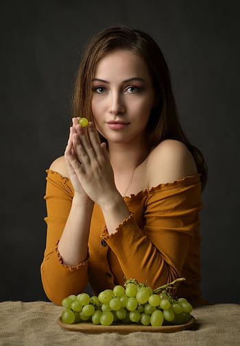 girl, grapes, beauty, eating, fruit, diet, raw, food, slimming, youth, health