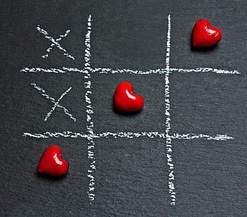 hra Tic-Tac Toe, srdce kameny, piškvorky, milovat, srdce, hrát si, ankreuzen, strategická hra, dva lidé, dvě lidi strategická hra, tři výhry