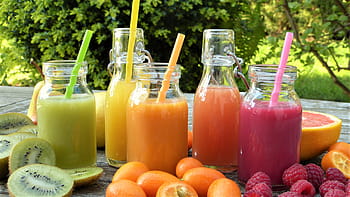 lahve z čirého skla, smoothies, šťáva, ovoce, zralý, bio, zdravý, barvitý, brčka, brýle, kiwi