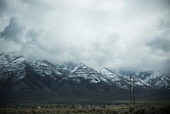 landscape photograph, mountain ranges, mountain, peak, white, clouds, nature, landscape, mountains, slope, snow