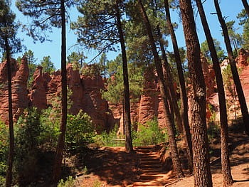 Ocher, Pink, Rock, Points, ocher rocks, red, rock points, rocky towers, towers, ocher quarry, color