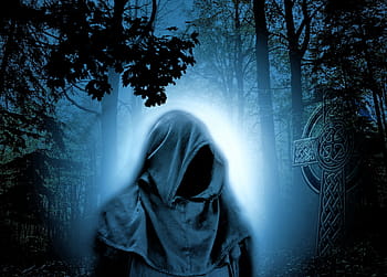 reaper, tombdigital wallpaper, forest, magician, night, atmosphere, fairy tales, secret, mood, mysticism, magic
