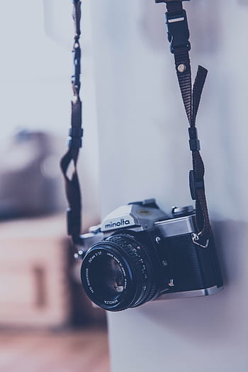closeup, gray, black, minolta dslr camera, close, photography, minolla, point, shoot, camera, lanyard