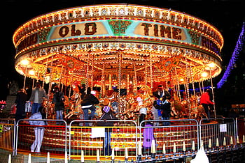 brown carousel, Carousel, Market, Exit, year market, joy, kids carnival ride, chain carousel, fun, amusement Park Ride, amusement Park