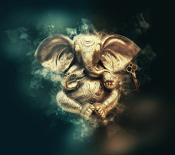 illustration, gold lord ganesha figurine, ganesha, ganesh, god, pay, religion, meditation, india, asia, worship