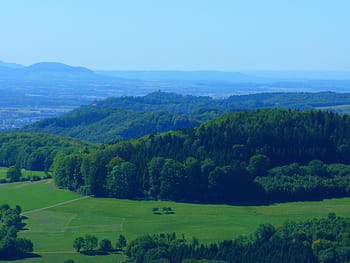 Schwäbische Alb, landschap, idylle, Bos, gerapporteerd, hemel, nevel, blauw, Aichelberg, natuur, landbouw
