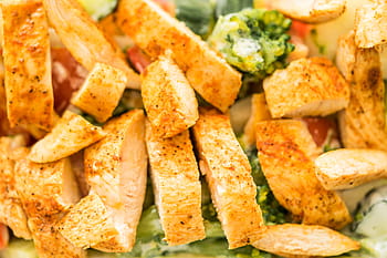 a la parrilla, filete de pollo, cerca, ensalada de verduras, pollo a la parrilla, filete, primer plano, dieta de caja, brócoli, ajuste, comida