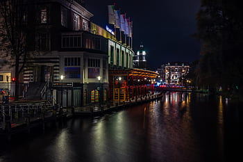 amsterdam, rio, city, europe, netherlands, night, landscape, the casino, lights, 4k, 6k