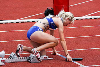 woman, preparing, tracks, relay, race, Athletics, Run, Sport, Stadium, sports ground, competition