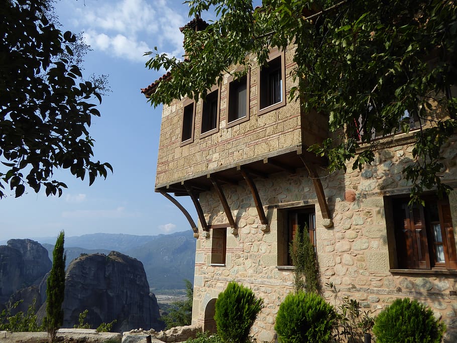อาราม, Meteora, กรีซ, อาคาร, สถาปัตยกรรม, สถาปัตยกรรมและอาคาร, สถานที่ท่องเที่ยว, ภายนอกอาคาร, บ้าน, โครงสร้างที่สร้างขึ้น, ต้นไม้