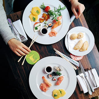 meze, restoran, mükemmel, Çin yemek çubukları, renkli, dışarıda yemek, eller, Japonca, Suşi, üstten görünüm, Gıda