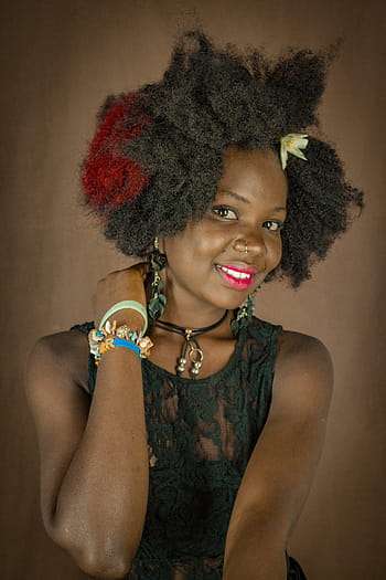 smiles, african, lady, afro