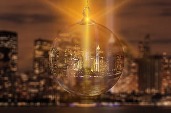 photography, panorama city, new york city, christmas ornament, christmas, abstract, background, christmas card, christmas time, advent, ball