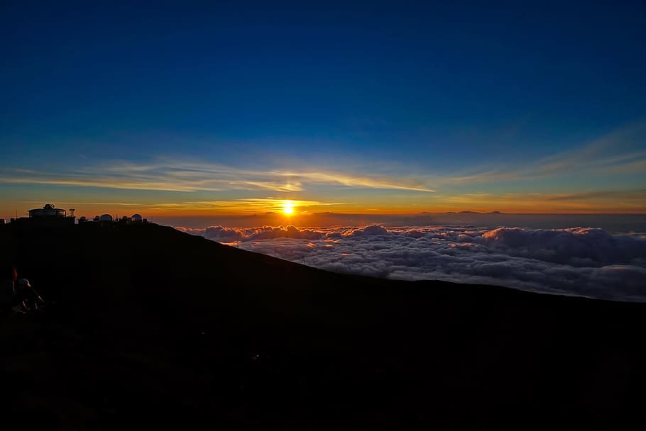 Haleakala, Sunset, Clouds, Twilight, scenics, cloud - sky, nature, silhouette, sky