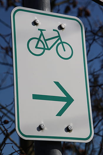 shield, bike, wheel, arrow, drive, billboard, cyclists
