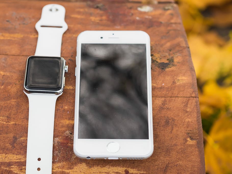 Iphone, Iwatch, Smartphone, Smartwatch, smart, watch, screen, white, phone, mock up, black