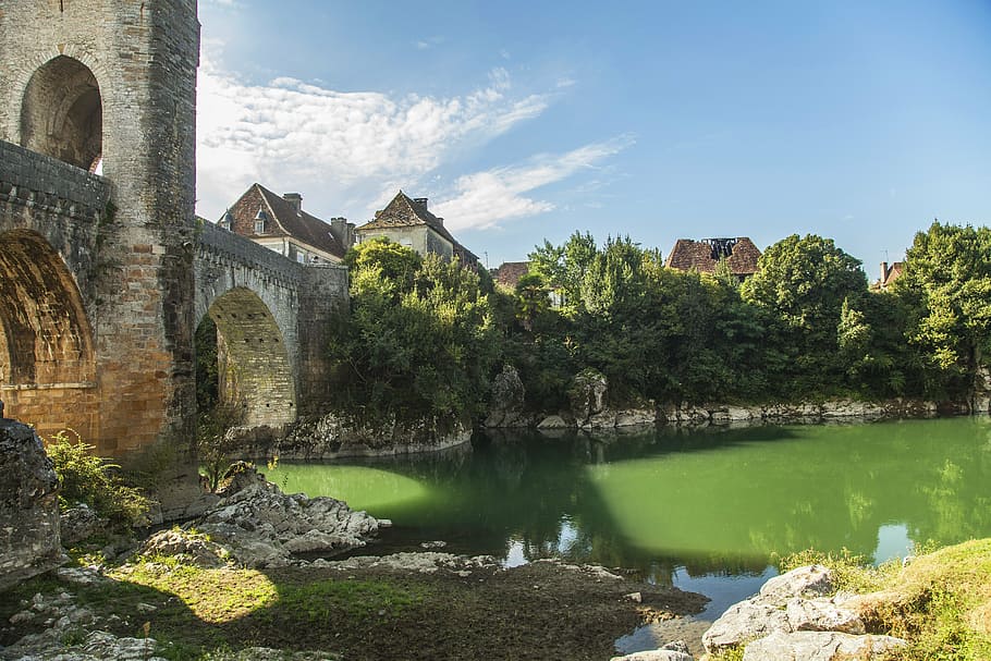 orthez, Francie, dal de pau řeku, Příroda, zřícenina, strom, řeka, zelená, relaxovat, vodní toky, navigace