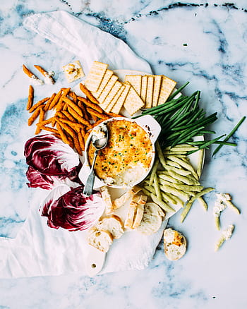 food, ingredient, beans, pastry, spoon, crackers, marble, cloth, bowl, vegetables, delicious