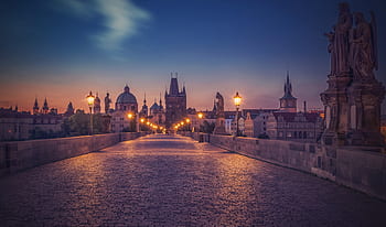 praga, ponte di Carlo, ceco, Repubblica Ceca, ponte, notte, architettura, la statua di, romanza, simbolo