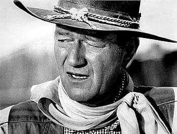 muž, nošení, kovbojský klobouk, ve stupních šedi, John Wayne, herec, vinobraní, západní, kovboj, filmy, černobílý