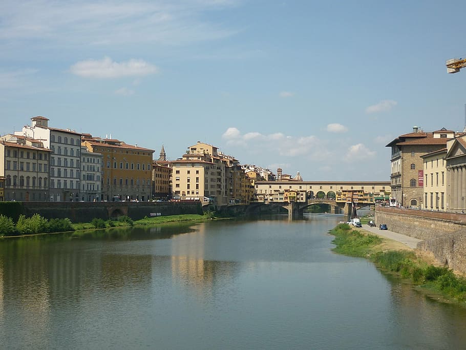 florence, arno, Itálie, řeka arno, florence - itálie, Evropa, architektura, řeka, toskánsko, ponte vecchio, panoráma města