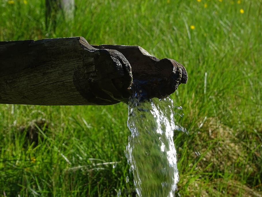 water feature, meadow, water running, drop, nature, water, wet, splashing, grass, spraying, liquid