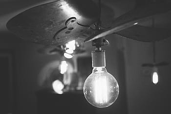 light bulb, gray, scale, photography, light, bulb, fan, blades, lightbulb, black and white, bottle