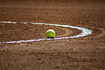 zelená, baseball, hnědý, bílý, povrch, softbal, míč, sport, hra, tkaničky, pole