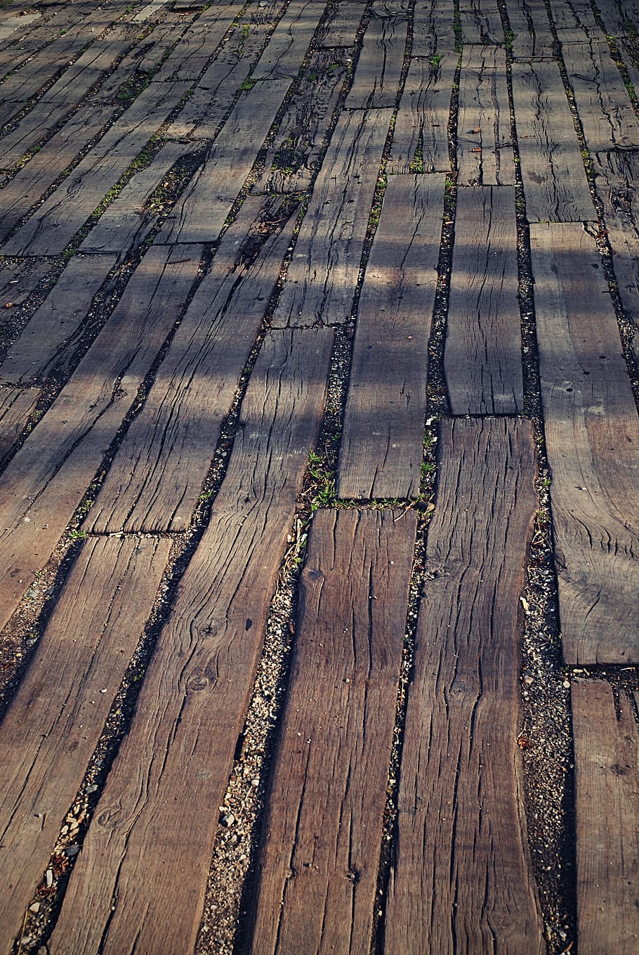 parkoviště, dřevěný, prkno, stín, starý, podlahové desky, písek, dřevo, mnoho let