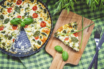 Tarta de brócoli fitness, al horno, saludable, Fitness, brócoli, pastel, albahaca, hornear, chef, cocina, cena